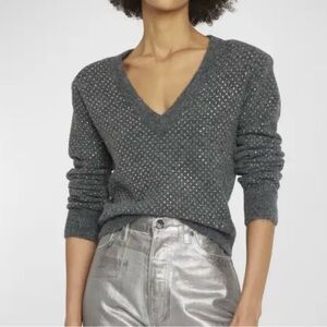 Veronica Beard Pablah Charcoal V-Neck Sweater